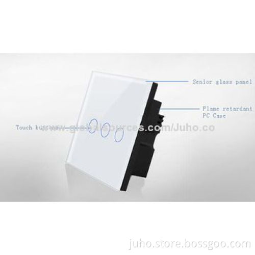 New Crystal Touch Wall Switch, 3 Gang White Glass with LED Indicator and OEM/ODM Orders Welcomed